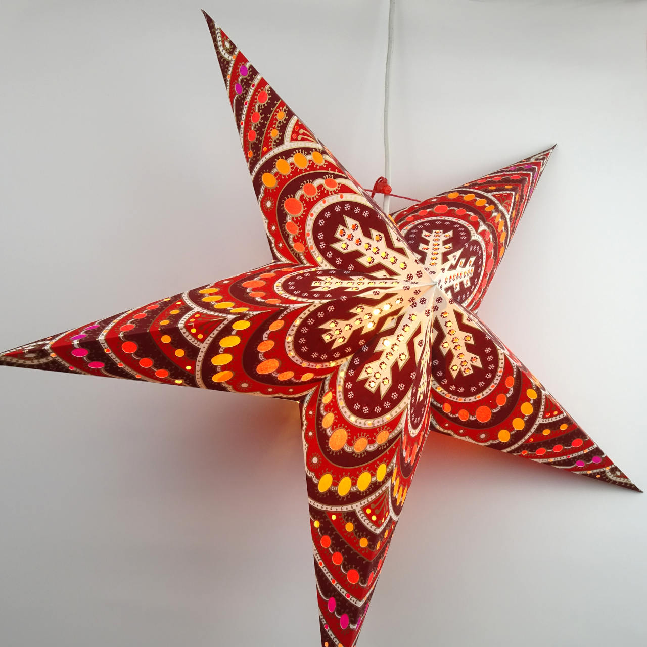 Stern zum Aufhängen als weihnachtliche Dekoration, beleuchtbar, 56 cm Durchmesser - fair hergestellt in Indien