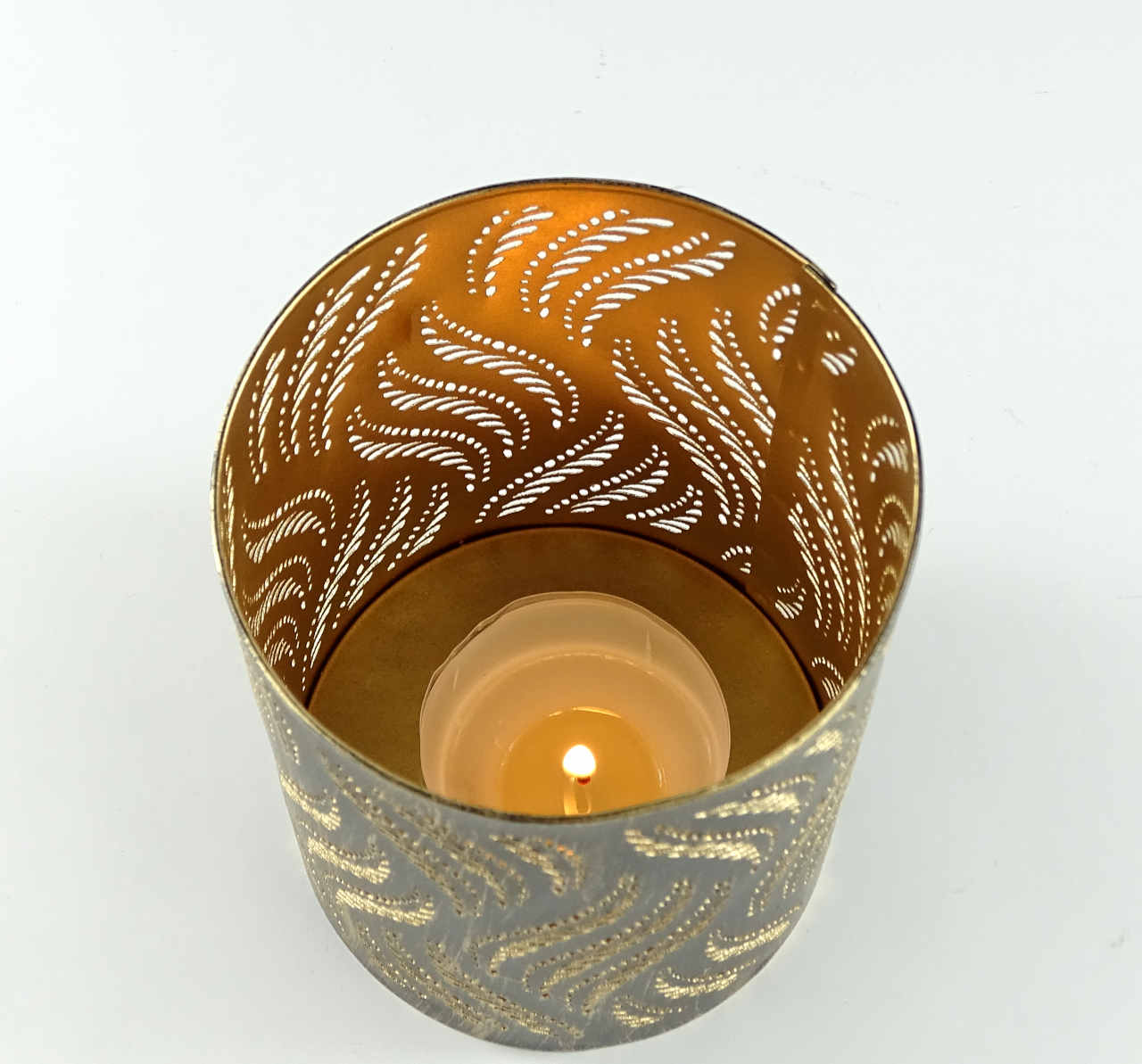 Teelichthalter "Ranken" , Antik-Look - Fair trade aus Indien