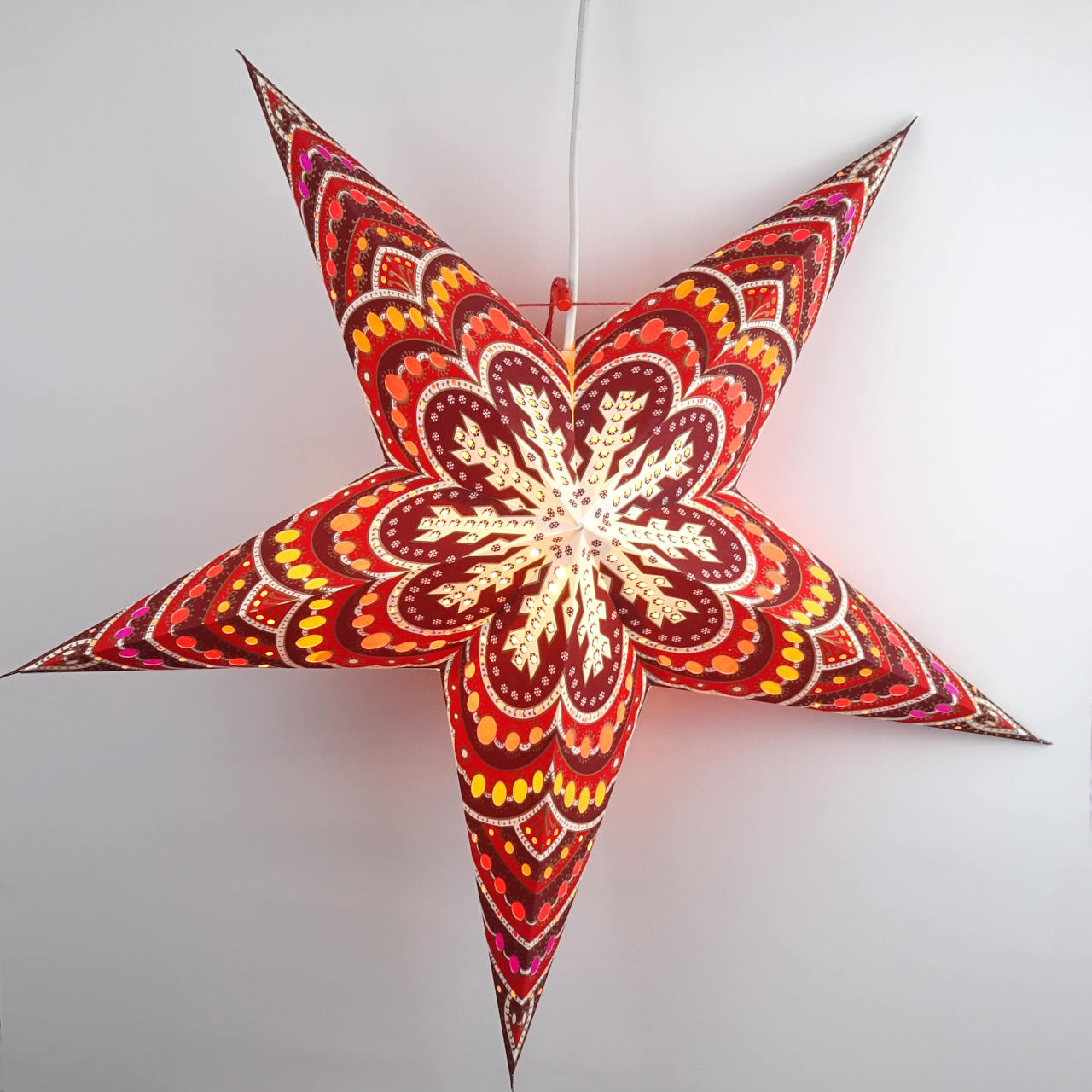 Stern zum Aufhängen als weihnachtliche Dekoration, beleuchtbar, 56 cm Durchmesser - fair hergestellt in Indien