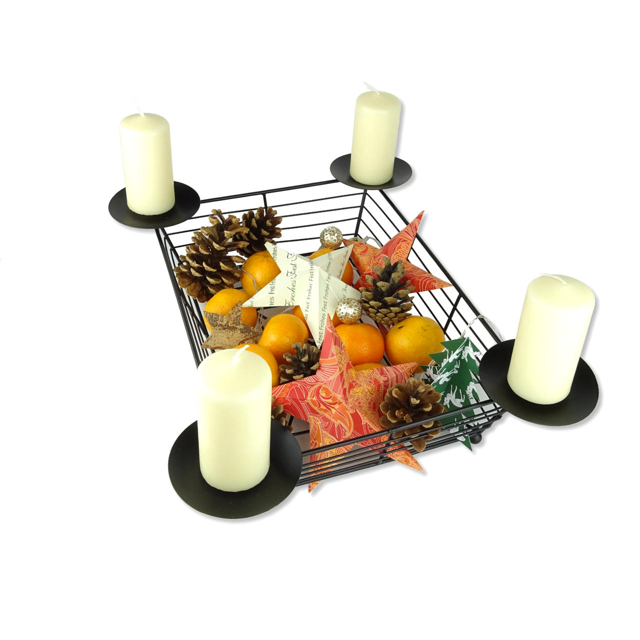 Rechteckiger Metallkorb für 4 Kerzen fair trade aus Indien