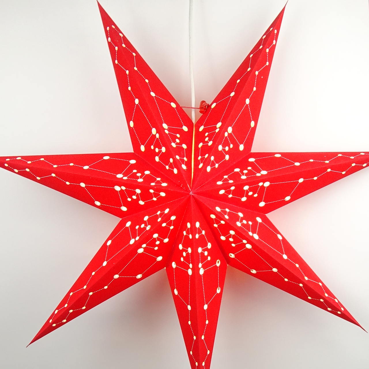 Roter Stern zum Aufhängen für die weihnachtliche Dekoration, beleuchtbar, 70 cm Durchmesser - fair hergestellt in Indien
