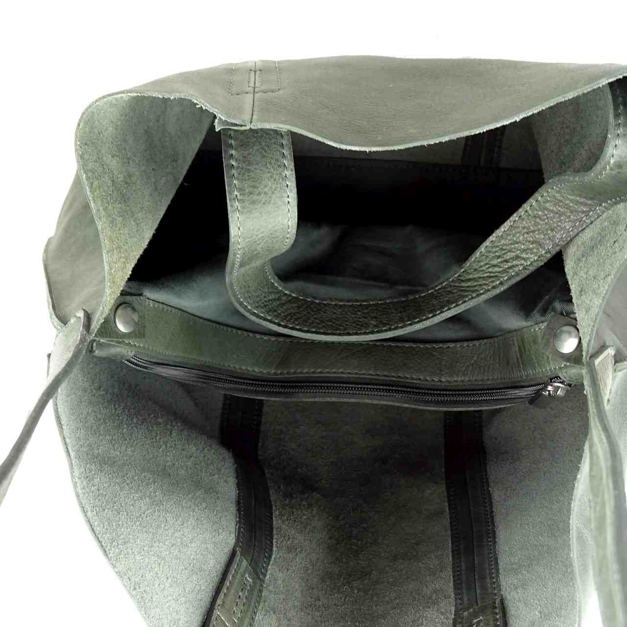 große Damenhandtasche für Büro und Shopping in modischem Graphit, feinstes Rindsleder - fair trade aus Indien