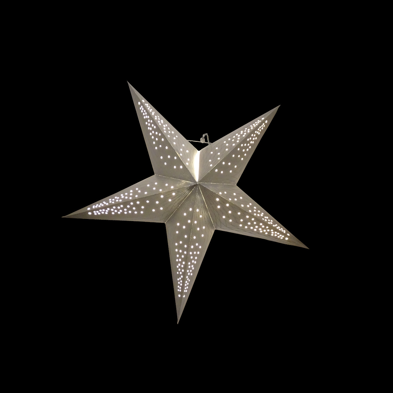 Silberner Fensterstern zum Aufhängen für die weihnachtliche Dekoration, beleuchtbar, 56 cm Durchmesser - fair hergestellt in Indien