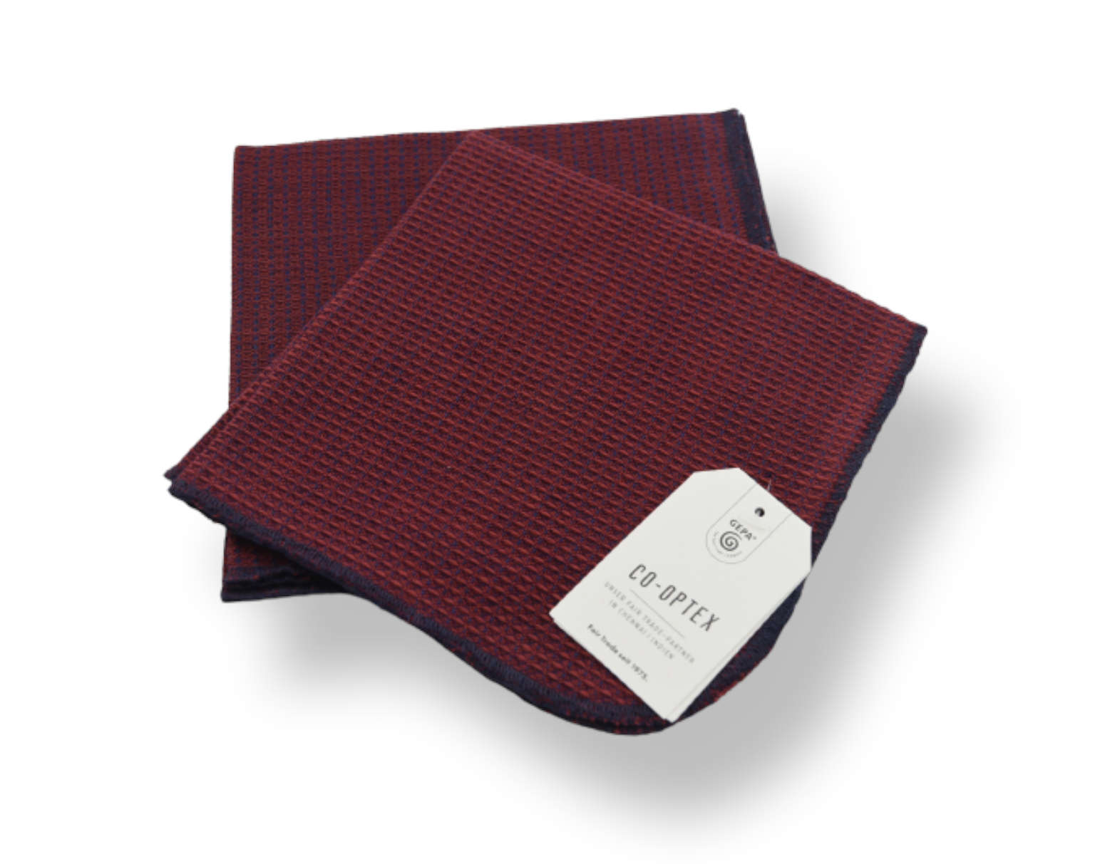 Spültuchset in Waffelpikee weinrot- fair trade aus Indien