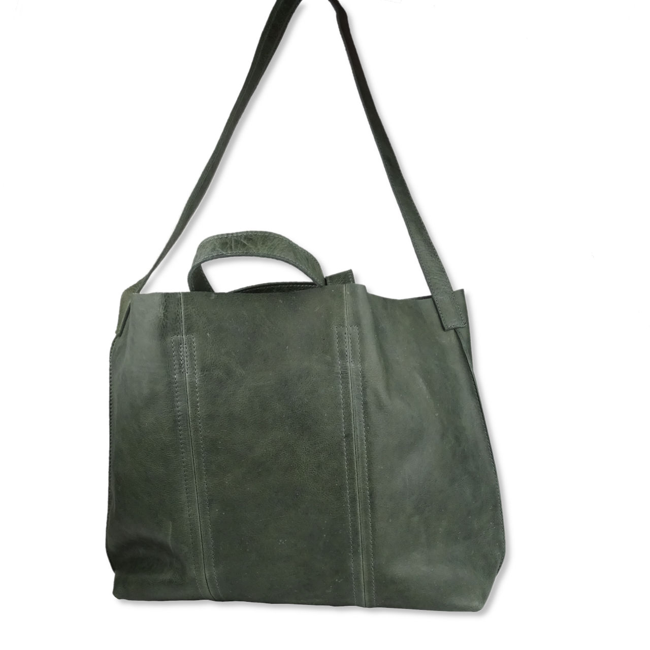 große Damenhandtasche für Büro und Shopping in modischem Graphit, feinstes Rindsleder - fair trade aus Indien