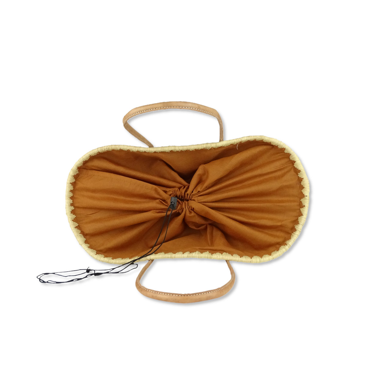 ziegelroter Raffia-Korb mit Lederhenkel - fair trade aus Madagaskar